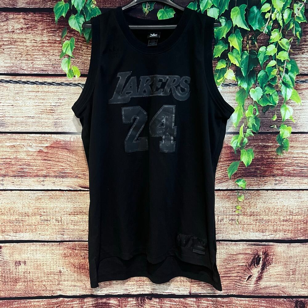 Rare Los Angeles Lakers Kobe Bryant #24 Swingman Blackout Jersey Adidas Black